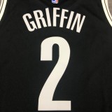 NBA Men New Brooklyn Nets Black #2 GRIFFIN Jersey High Quality Name and Number Print