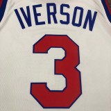 NBA Men Philadelphia 76ers 19-20 Season White #3 IVERSON Jersey High Quality Name and Number Print