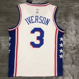 NBA Men Philadelphia 76ers White #3 IVERSON Jersey High Quality Name and Number Print