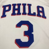 NBA Men Philadelphia 76ers White #3 IVERSON Jersey High Quality Name and Number Print