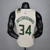 NBA Men Milwaukee Bucks Beige #34 ANTETOKOUNMPO Jersey High Quality Name and Number Print