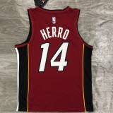 NBA Season 2021 Men Miami Heat Red #14 HERRO Jersey with Jordan Logo High Quality Name and Number Print