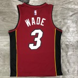 NBA Season 2021 Men Miami Heat Red #3 WADE Jersey with Jordan Logo High Quality Name and Number Print