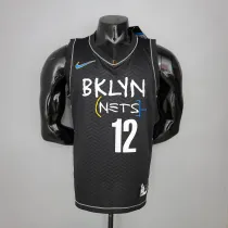 NBA Men Season 2021 Brooklyn Nets Black City #12 HARRIS Jersey High Quality Name and Number Print