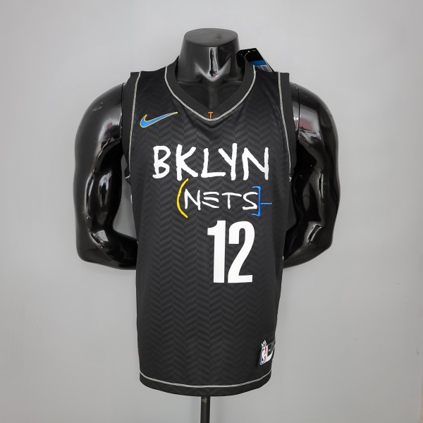 NBA Men Season 2021 Brooklyn Nets Black City #12 HARRIS Jersey High Quality Name and Number Print