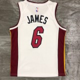 NBA Men Miami Heat White #6 JAMES Jersey High Quality Name and Number Print