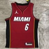 NBA Season 2021 Men Miami Heat Red #6 JAMES Jersey with Jordan Logo High Quality Name and Number Print