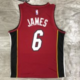 NBA Season 2021 Men Miami Heat Red #6 JAMES Jersey with Jordan Logo High Quality Name and Number Print