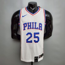 NBA Men Philadelphia 76ers White #25 SIMMONS Jersey High Quality Name and Number Print