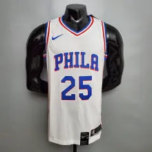 NBA Men Philadelphia 76ers White #25 SIMMONS Jersey High Quality Name and Number Print