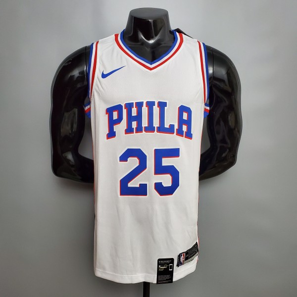 NBA Men Philadelphia 76ers White #25 SIMMONS Jersey High Quality Name and Number Print