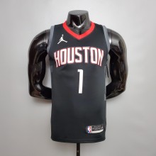NBA Men Season 2021 Houston Rockets Black with Jordan Logo #1 WALL Jersey High Quality Name and Number Print