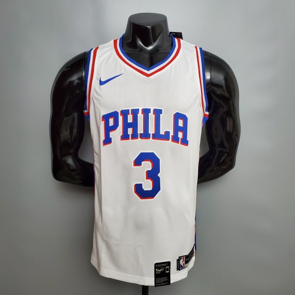 NBA Men Philadelphia 76ers White #3 IVERSON Jersey High Quality Name and Number Print