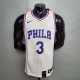 NBA Men Philadelphia 76ers White #3 IVERSON Jersey High Quality Name and Number Print