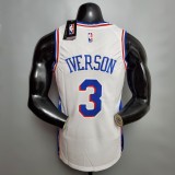 NBA Men Philadelphia 76ers White #3 IVERSON Jersey High Quality Name and Number Print