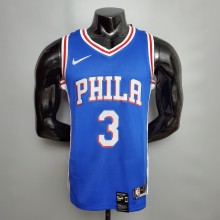 NBA Men Philadelphia 76ers Blue #3 IVERSON Jersey High Quality Name and Number Print