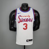 NBA Men Philadelphia 76ers 19-20 Season White #3 IVERSON Jersey High Quality Name and Number Print