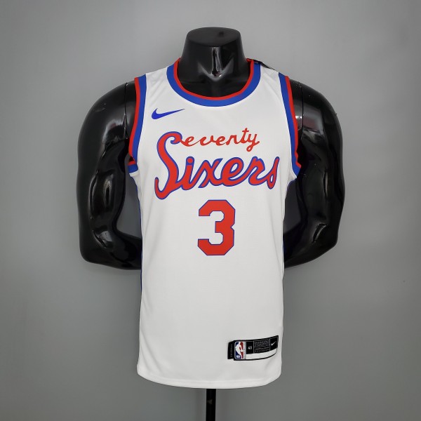 NBA Men Philadelphia 76ers 19-20 Season White #3 IVERSON Jersey High Quality Name and Number Print