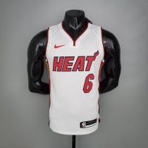 NBA Men Miami Heat White #6 JAMES Jersey High Quality Name and Number Print