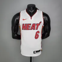 NBA Men Miami Heat White #6 JAMES Jersey High Quality Name and Number Print