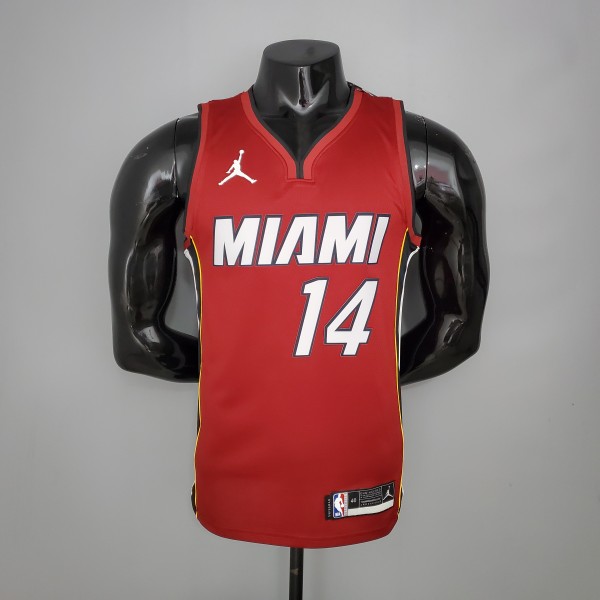 NBA Season 2021 Men Miami Heat Red #14 HERRO Jersey with Jordan Logo High Quality Name and Number Print