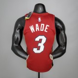 NBA Season 2021 Men Miami Heat Red #3 WADE Jersey with Jordan Logo High Quality Name and Number Print