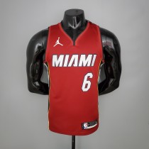 NBA Season 2021 Men Miami Heat Red #6 JAMES Jersey with Jordan Logo High Quality Name and Number Print