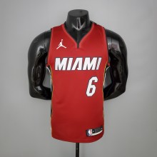 NBA Season 2021 Men Miami Heat Red #6 JAMES Jersey with Jordan Logo High Quality Name and Number Print