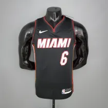 NBA Men Miami Heat Black #6 JAMES Jersey High Quality Name and Number Print