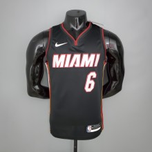 NBA Men Miami Heat Black #6 JAMES Jersey High Quality Name and Number Print