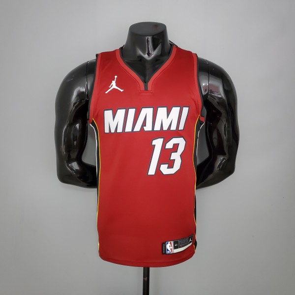 NBA Season 2021 Men Miami Heat Red #13 ADEBAYO Jersey with Jordan Logo High Quality Name and Number Print