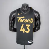 2021 season SIAKAM#43 Raptors Black Gold NBA Jersey High Quality Name and Number Print