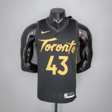 2021 season SIAKAM#43 Raptors Black Gold NBA Jersey High Quality Name and Number Print