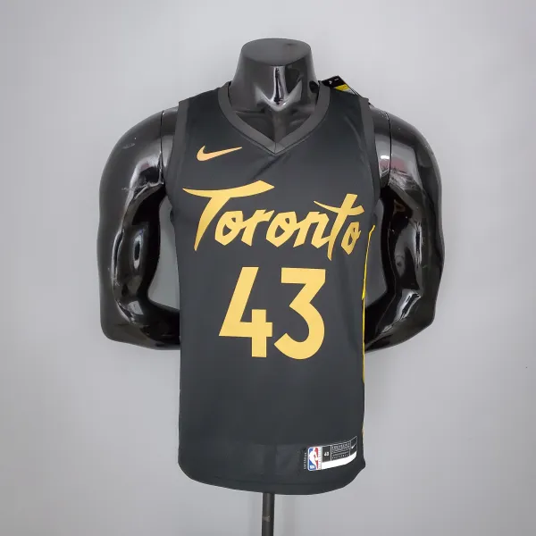 2021 season SIAKAM#43 Raptors Black Gold NBA Jersey High Quality Name and Number Print