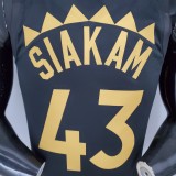 2021 season SIAKAM#43 Raptors Black Gold NBA Jersey High Quality Name and Number Print