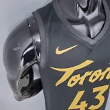 2021 season SIAKAM#43 Raptors Black Gold NBA Jersey High Quality Name and Number Print