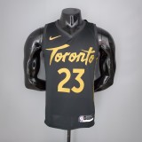2021 season VANVLEET#23 Raptors Black Gold NBA Jersey High Quality Name and Number Print