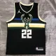 NBA Men Season 2021 Milwaukee Bucks Black #22 MIDDLETON Jersey with Jordan Logo High Quality Name and Number Print