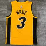 NBA Men Season 2021 Miami Heat Yellow Award Version #3 WADE Jersey High Quality Name and Number Print