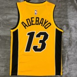 NBA Men Season 2021 Miami Heat Yellow Award Version #13 ADEBAYO Jersey High Quality Name and Number Print