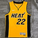 NBA Men Season 2021 Miami Heat Yellow Award Version #22 BUTLER Jersey High Quality Name and Number Print