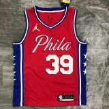 NBA Men Season 2021 Philadelphia 76ers Red #39 HOWARD Jersey with Jordan Logo High Quality Name and Number Print
