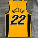 NBA Men Season 2021 Miami Heat Yellow Award Version #22 BUTLER Jersey High Quality Name and Number Print