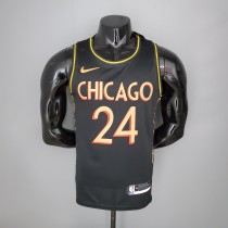 NBA Men Season 2021 Chicago Bulls Black #24 MARKKANEN Jersey High Quality Name and Number Print