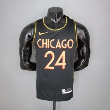NBA Men Season 2021 Chicago Bulls Black #24 MARKKANEN Jersey High Quality Name and Number Print