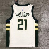 NBA Men Milwaukee Bucks White #21 HOLIDAY Jersey High Quality Name and Number Print