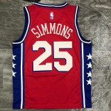 NBA Men Season 2021 Philadelphia 76ers Red #25 SIMMONS Jersey with Jordan Logo High Quality Name and Number Print
