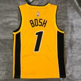 NBA Men Season 2021 Miami Heat Yellow Award Version #1 BOSH Jersey High Quality Name and Number Print