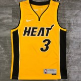 NBA Men Season 2021 Miami Heat Yellow Award Version #3 WADE Jersey High Quality Name and Number Print