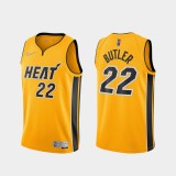 NBA Men Season 2021 Miami Heat Yellow Award Version #22 BUTLER Jersey High Quality Name and Number Print
